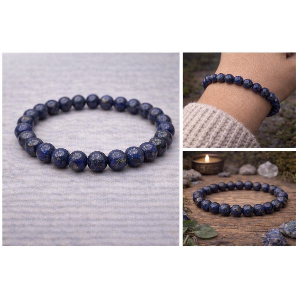 Lapis Lazuli 6mm Bead Bracelet Boho Witchy Spiritual Crystal Jewelry Apothecary